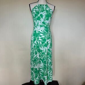 NWT Faithfull The Brand 12 Taormina Floral Crepe Hatler Midi Dress Green White